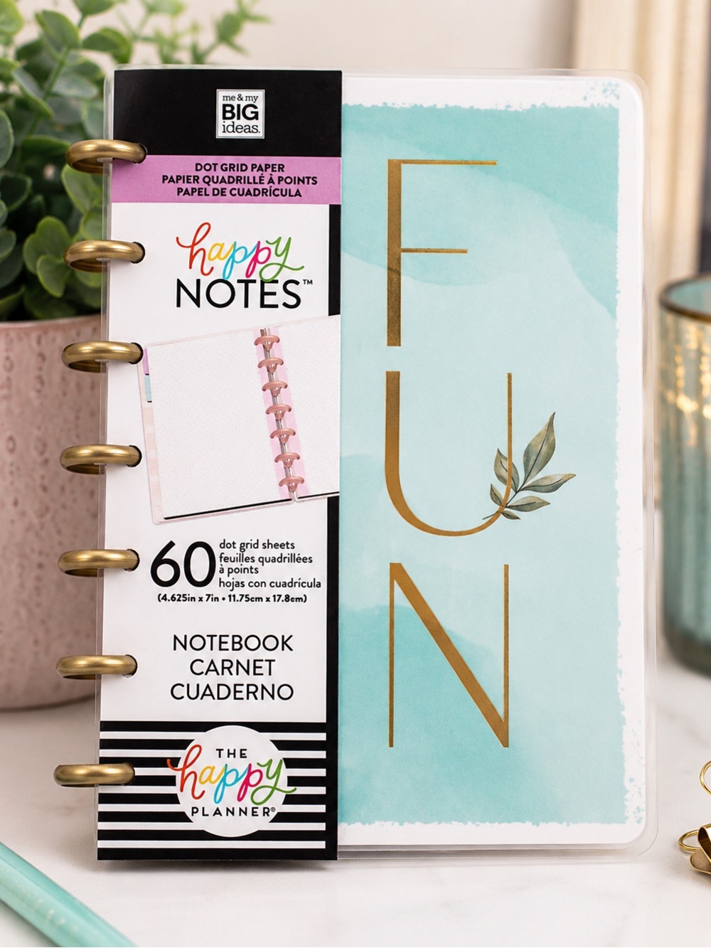 The Happy Planner Aqua & Gold "FUN" Disc-Bound Notebook